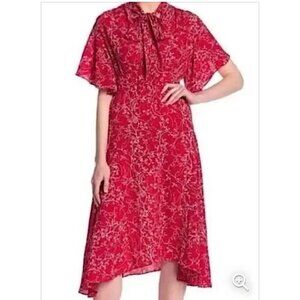 Max Studio Women's Floral Ruffle Kimono Sleeve Midi Dress Size L